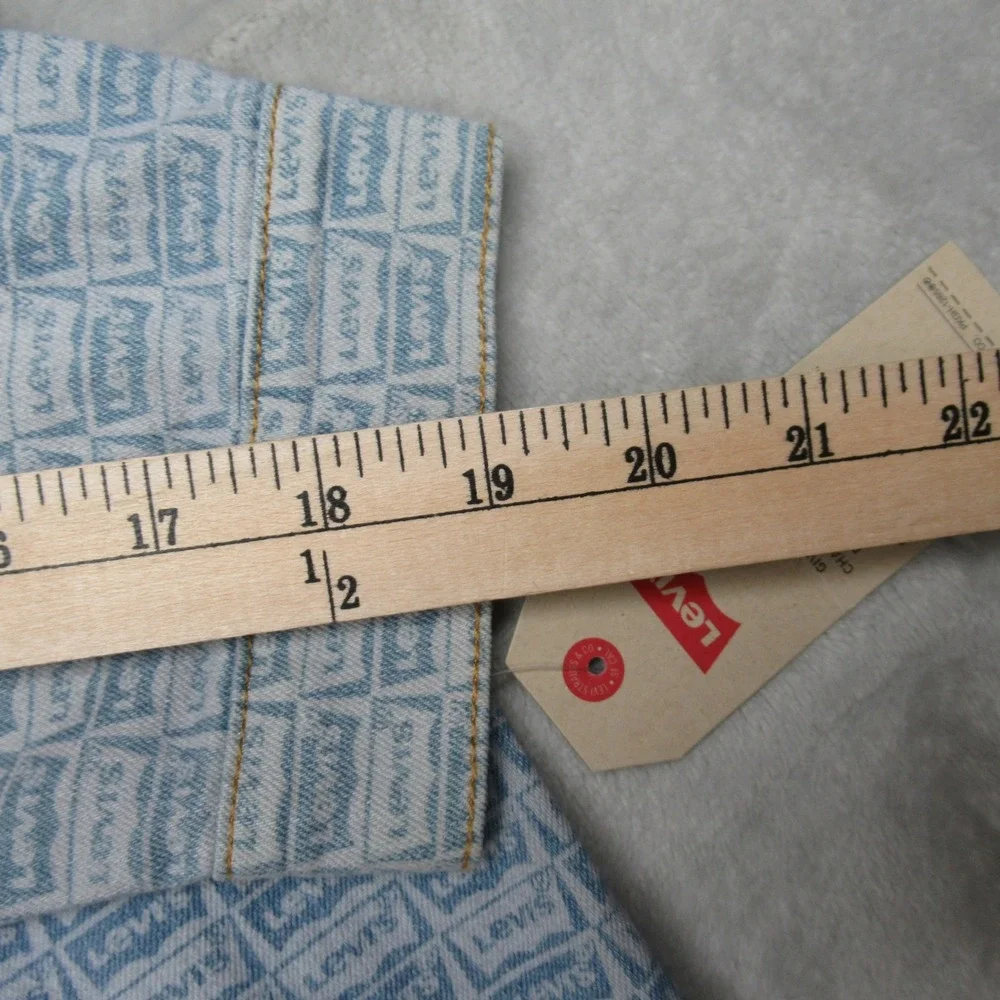Levis Denim Jacket Kids‎ Medium 10-12 Blue All Over Print Logo Trucker Jean NEW
